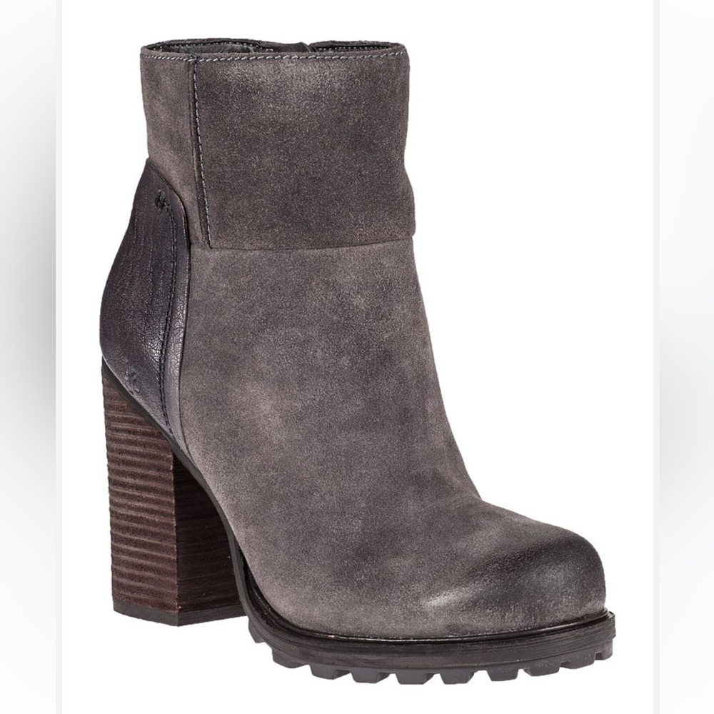 Sam Edelman Franklin Ankle Boot Grigio Gray Washed Leather Lug Weather Sole